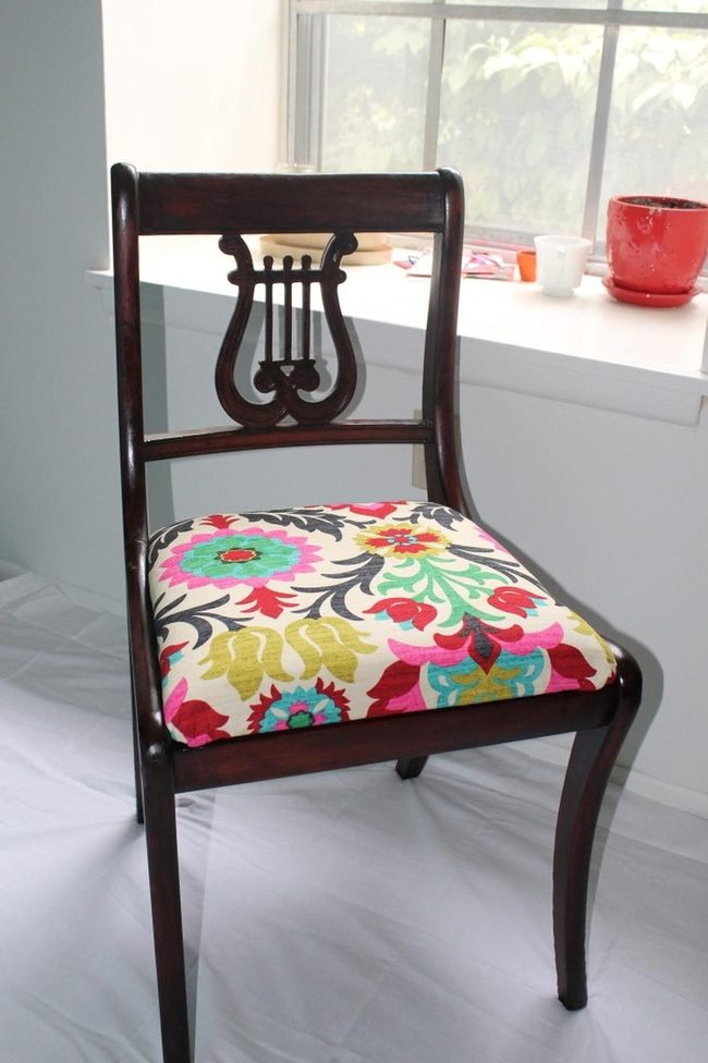 Dark Wood Chairs With Colorful Florals