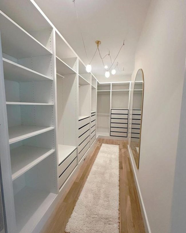 Frosted Glass Shelves On White Wardrobes