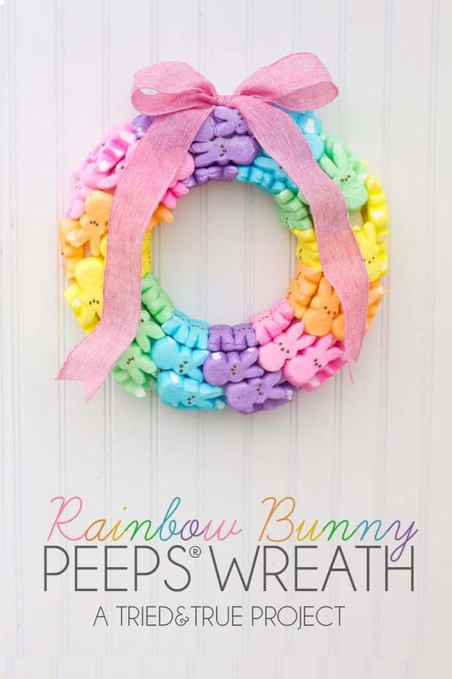 Rainbow Marshmallow Peeps Wreath