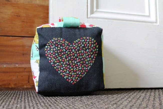 Stitched Heart Fabric Doorstop