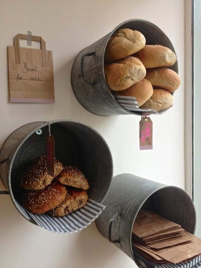 Metal Buckets, Cottage Kitchen Storage