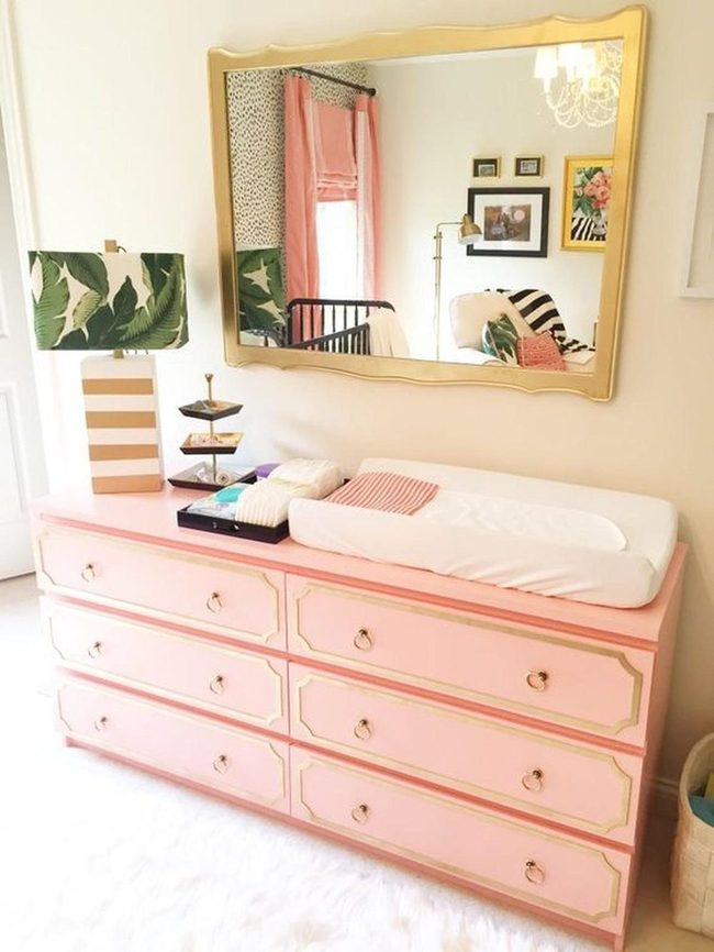 Pink And Gold Nursery Dresser