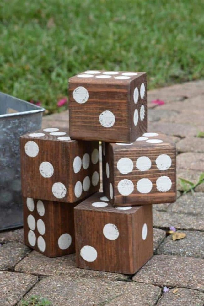 Oversized Brown Wooden Yard Dice