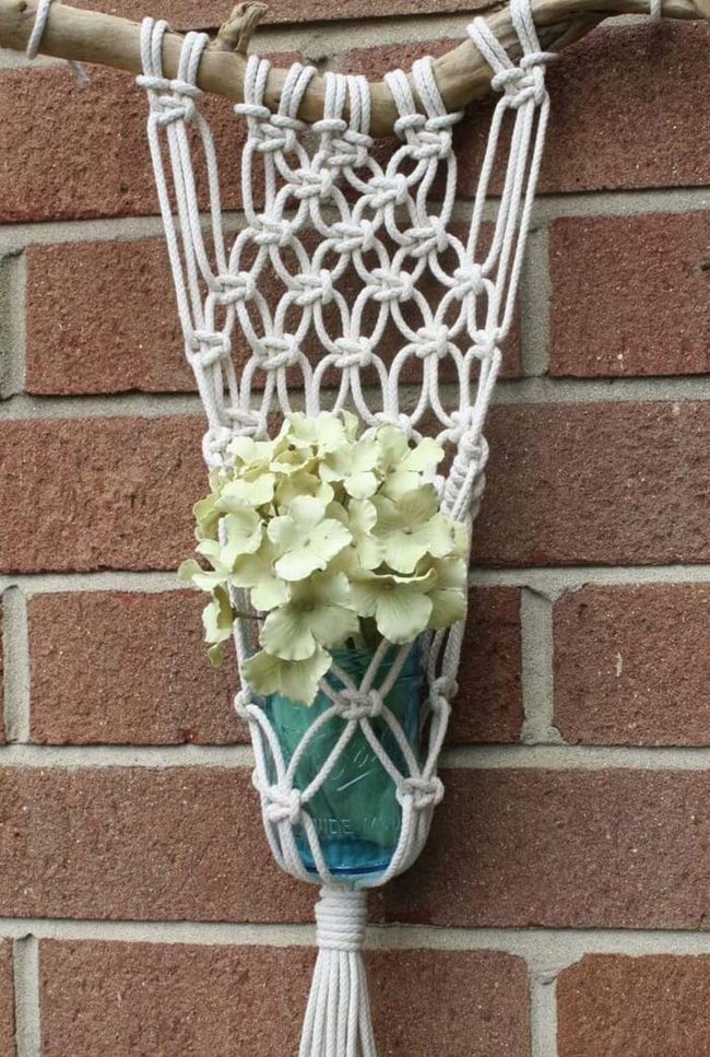 Twisted Twine Hanging Planters Yellow