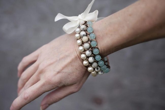 White And Blue Beaded Lightness