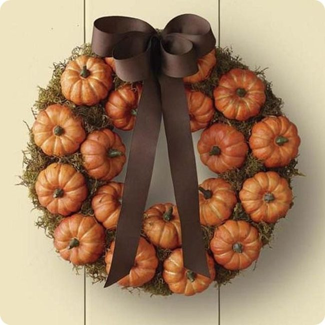 Orange Pumpkins Green Moss Wreath
