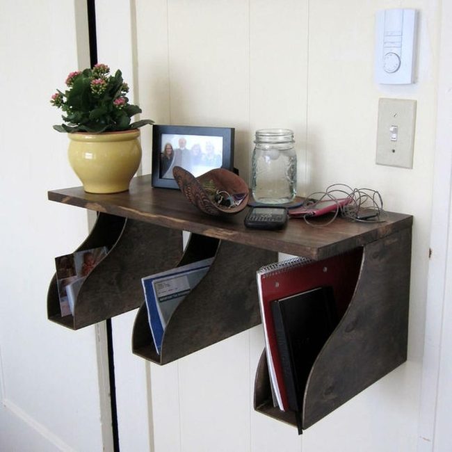 Dark Wood Shelves With Botanical Touches