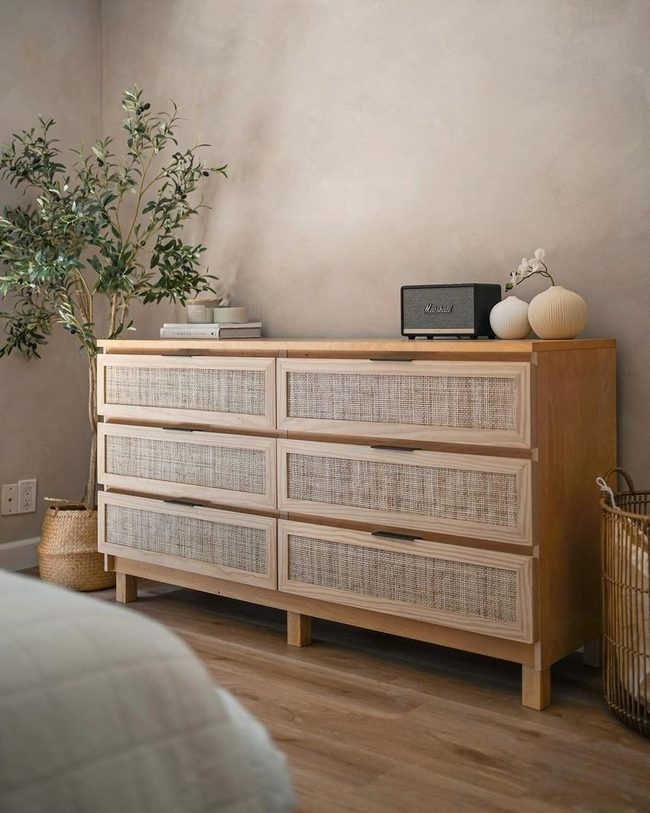 Rattan Dresser Light Wood Bedroom
