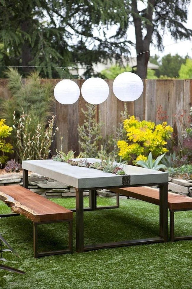 Concrete Planters Meet Industrial Wood
