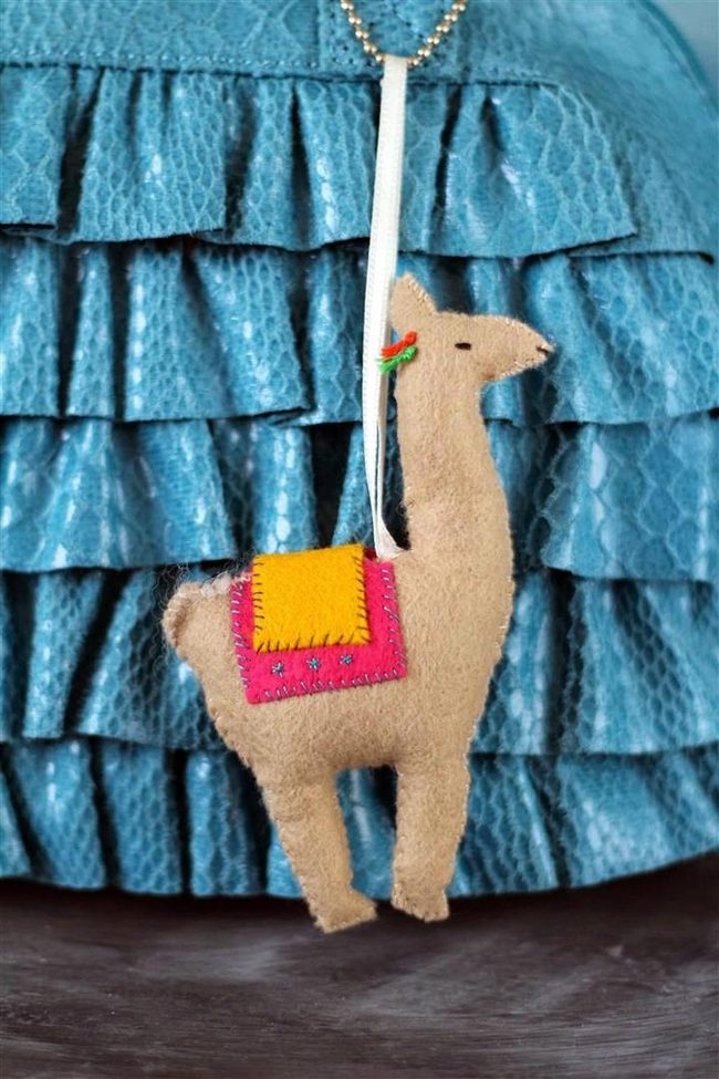 Handmade Felt Llama Bright Saddle