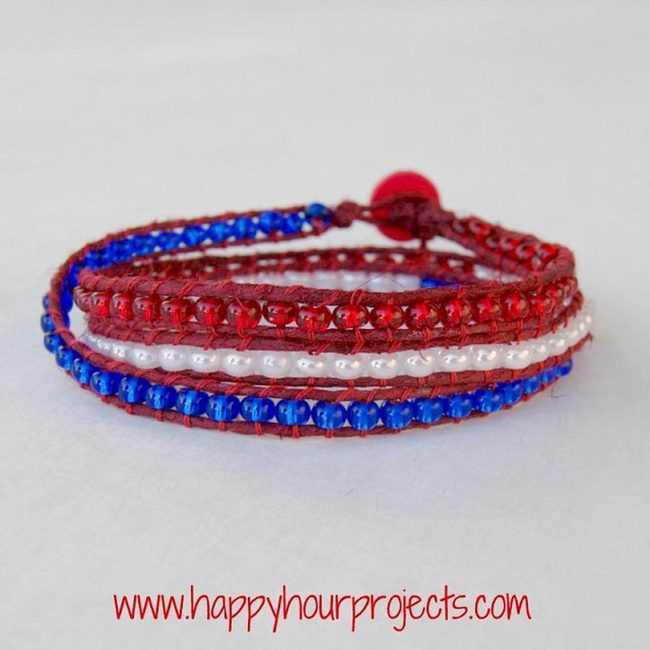 Patriotic Beaded Wrap Bracelet
