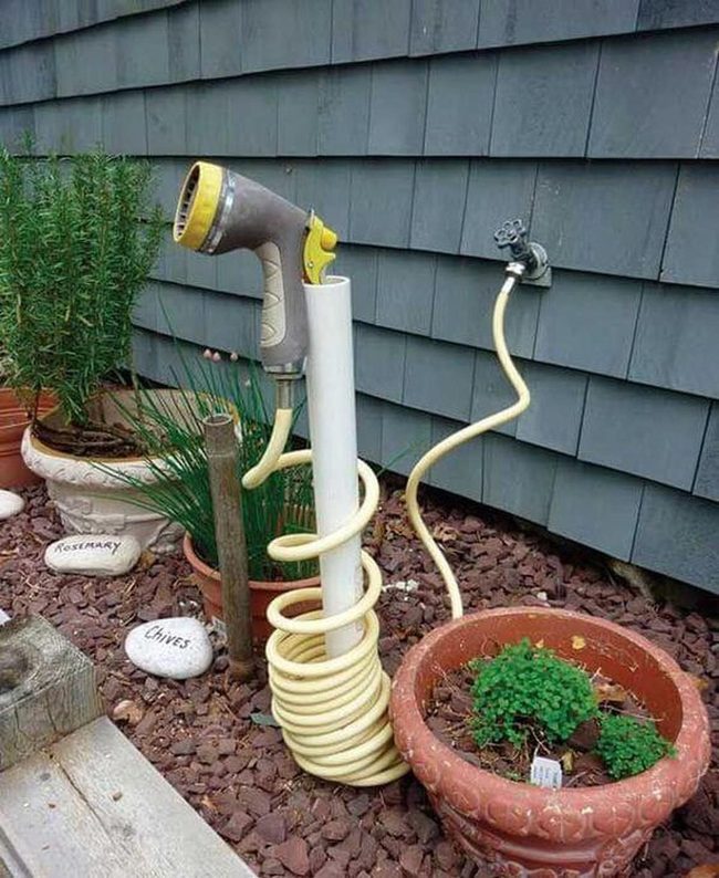 White Spiral Garden Hose Organizer