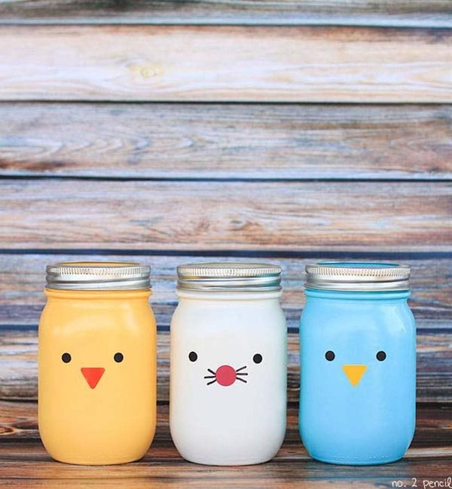 Painted Glass Bunny Jars For Easter