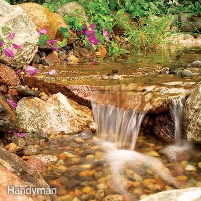 Cascading Water Purple Flowers Green