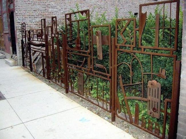 Weathered Tool Fence Art Installation