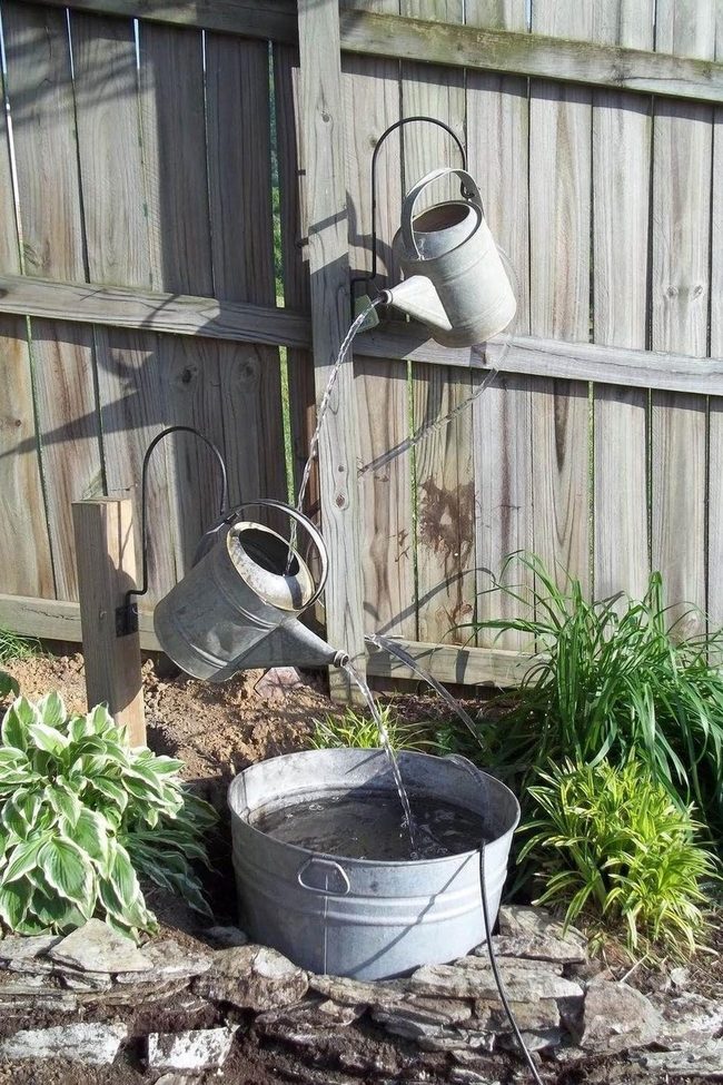 Upcycled Watering Can Water Feature