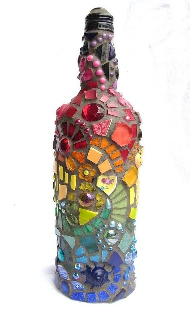 Multicolored Glass Mosaic Bottle