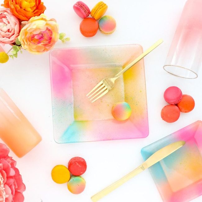 Rainbow Macarons Gold Cutlery