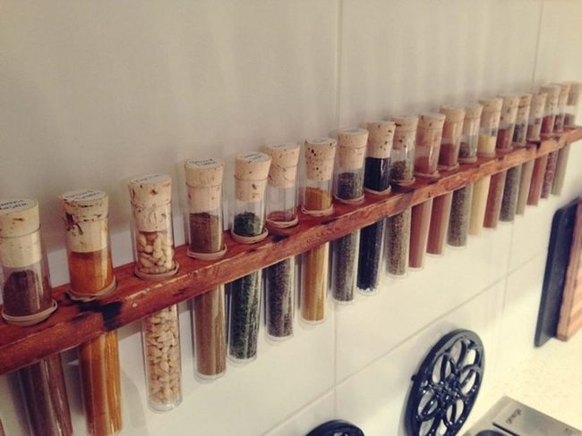Spice Wall In Glass And Wood