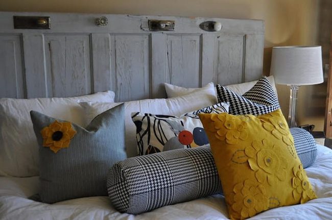 Mismatched Doorknobs Gray Headboard