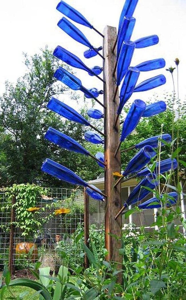 Hanging Glass Bottles Garden Installation