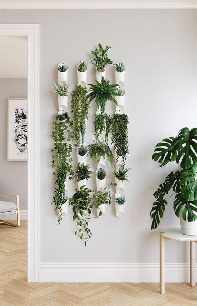 Cascading Green Wall From Recycled Materials