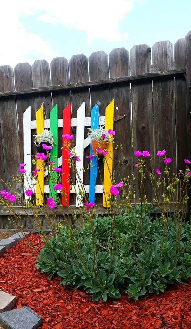 Painted Wood Slats Blooming Bright