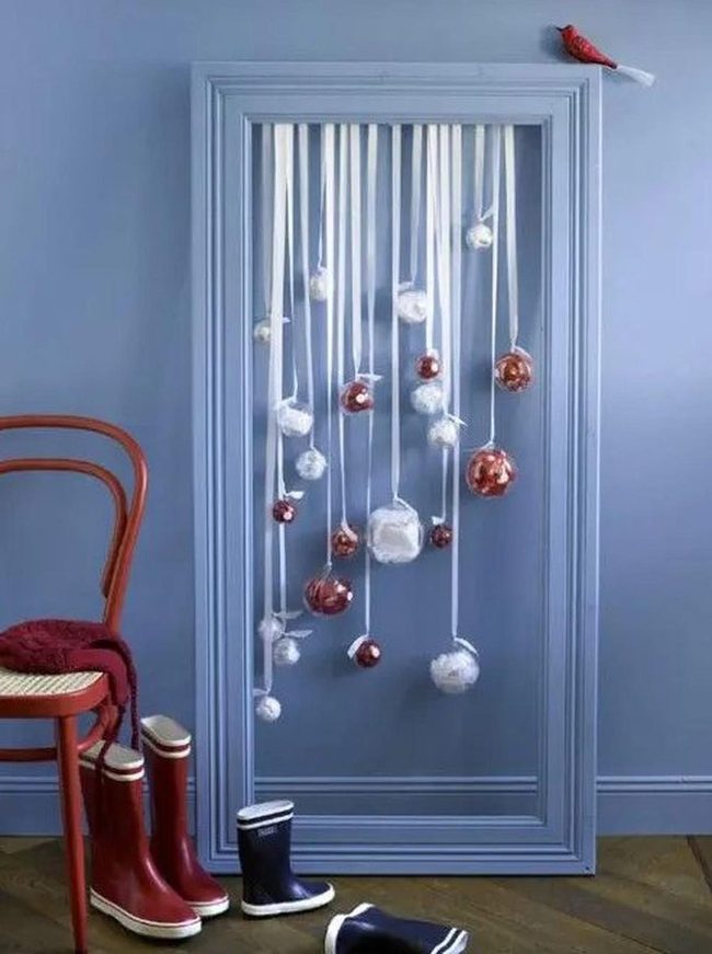 Blue Wall With Red Ornament Accents