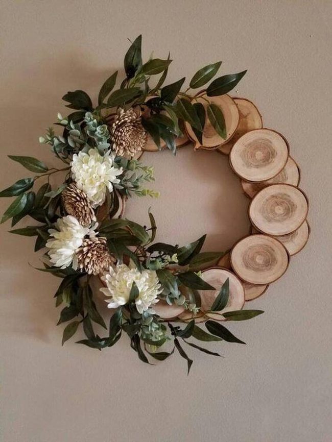 Wood, Greenery, And Soft Blooms