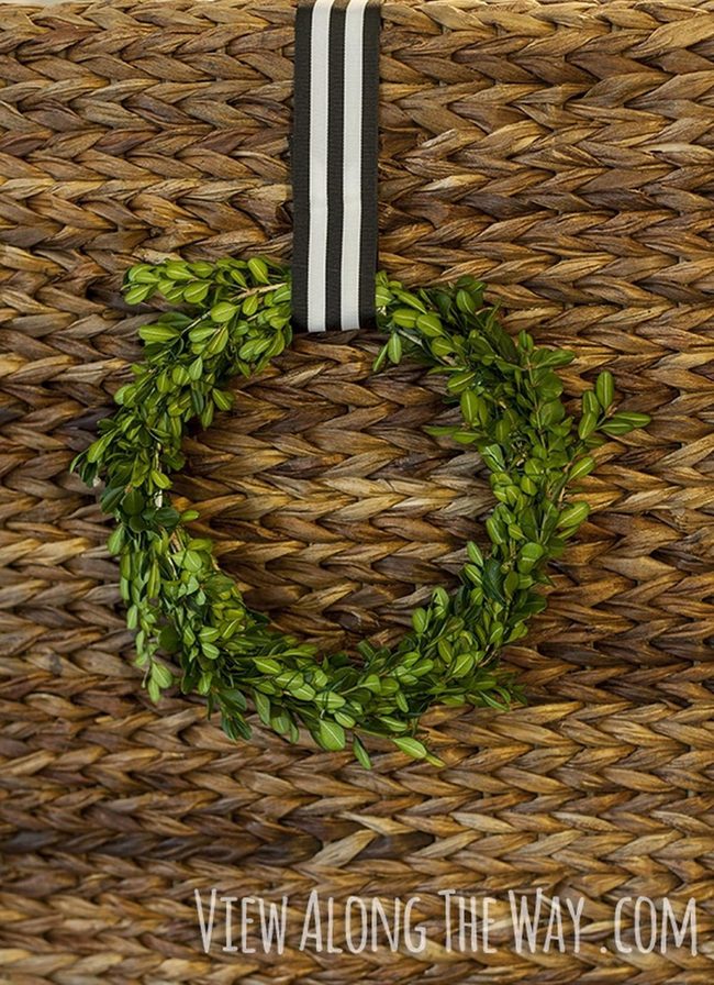 Green Wreaths With Striped Ribbon Details