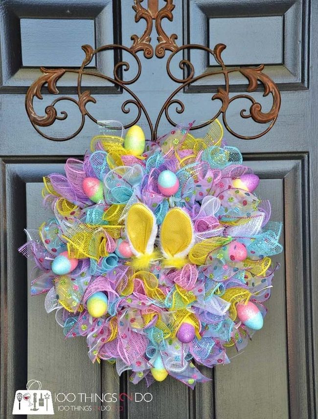 Bright Dollar Store Easter Wreath