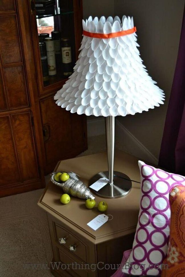White Spoons Orange Ribbon Lamp