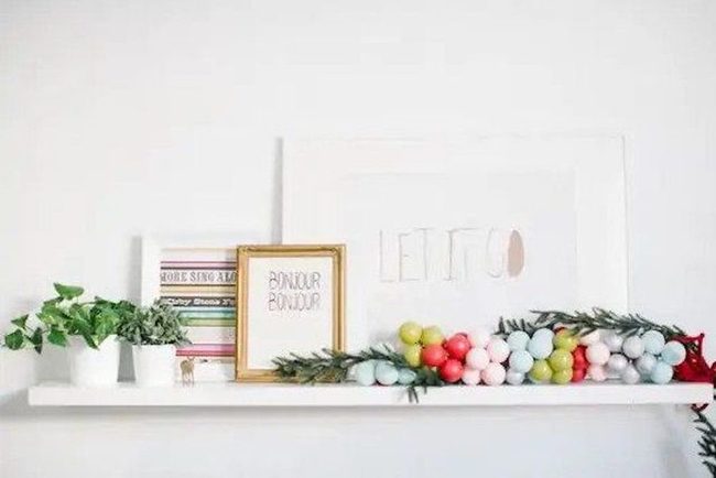 Colorful Ornament Garland Mantel