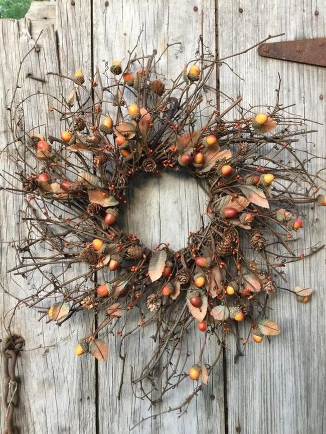 Orange Berry Branch Wreath