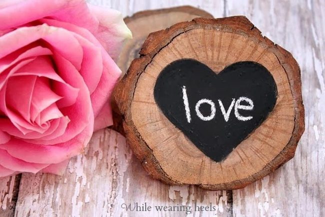 Pink Roses With Weathered Wood Hearts