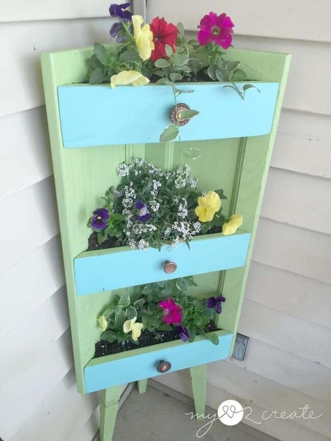 Mint And Sky Blue Cabinet Planter
