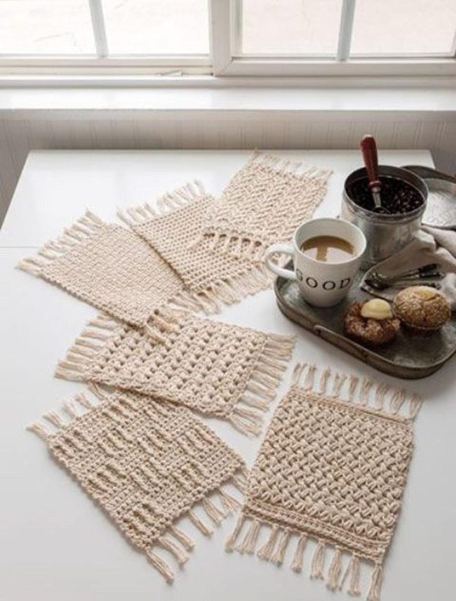 Cream Woven Mats Morning Coffee