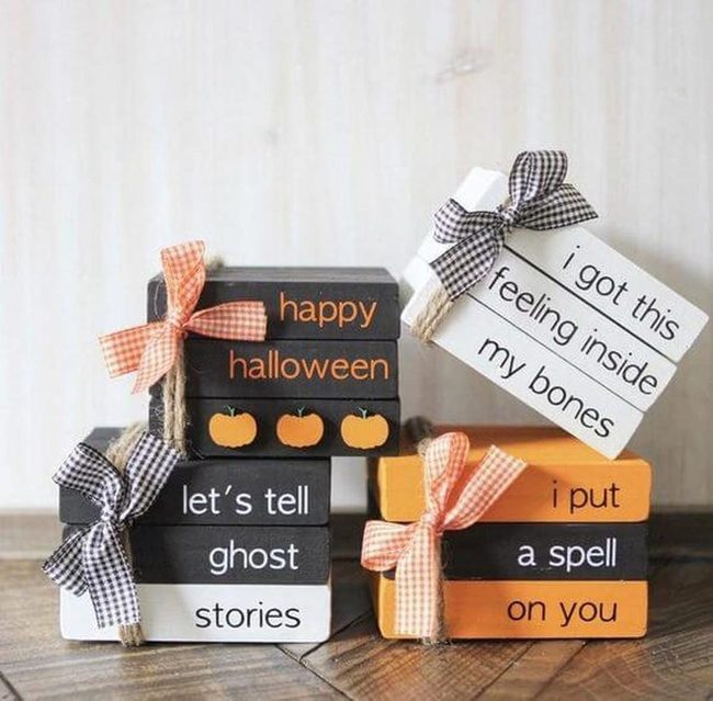 Striped Wood Blocks Halloween Spirit