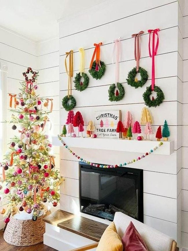 Colorful Trees Meet Classic Wreaths