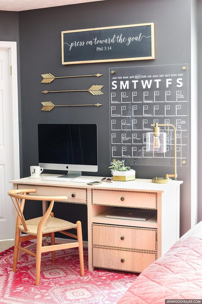 Dark Wall Gold Arrows Office