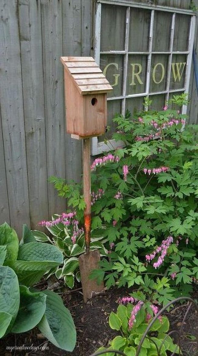 Shovel Birdhouse Garden Centerpiece