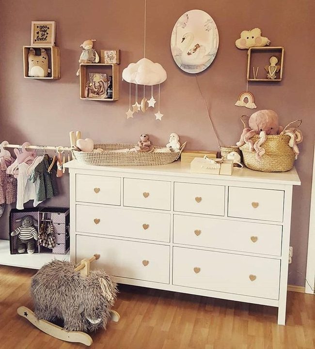 Purple Nursery With Star Mobiles