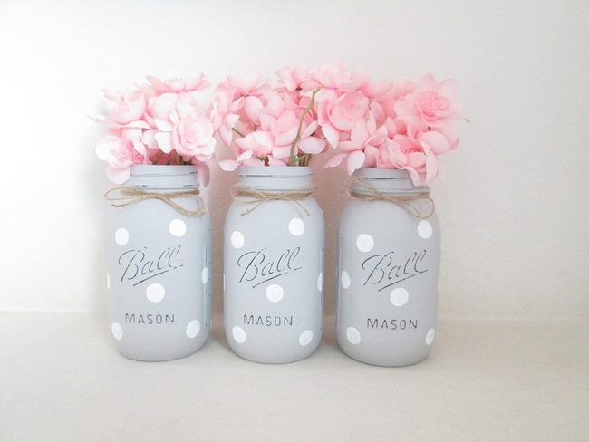 Gray Jars White Polka Dots