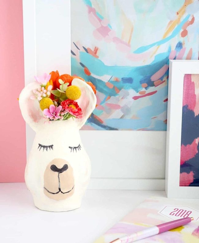 Pink Walls, Llama Vases, Abstract Art