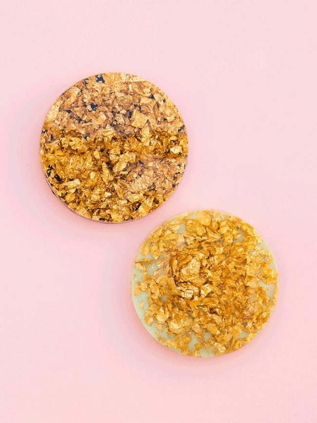 Pink Canvas Golden Orbs