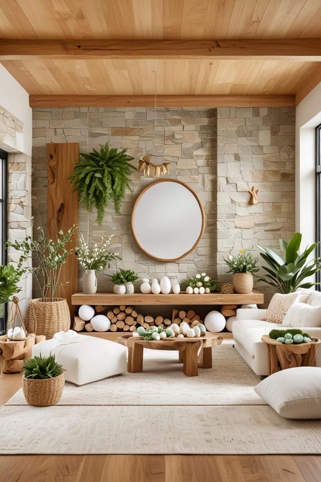 Earthy Rustic Timber Easter with Fresh Greenery