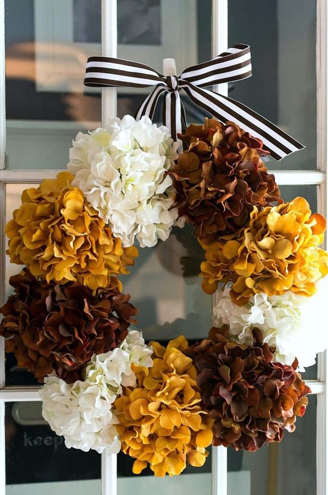 Muted Autumn Hydrangea Wreath