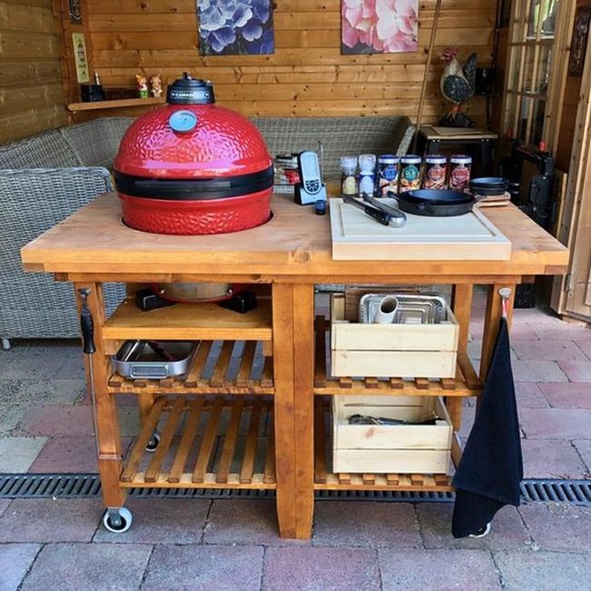 Red Grill Mobile Wooden Kitchen