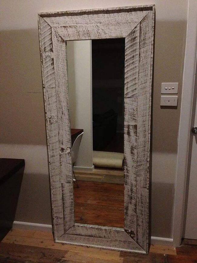 Weathered Wood Mirror Frame