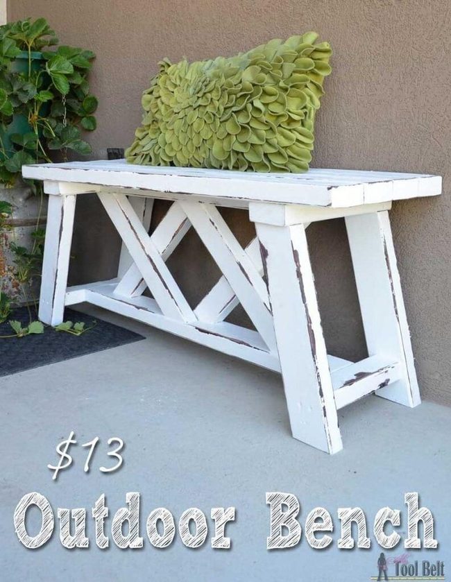 Geometric Striped Wood Benches